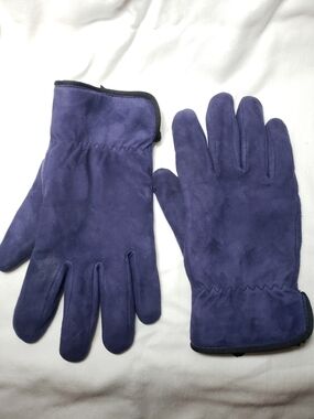 Womens Genuine Suede Leather Winter Gloves Small Purple Insulated Fleece Lined